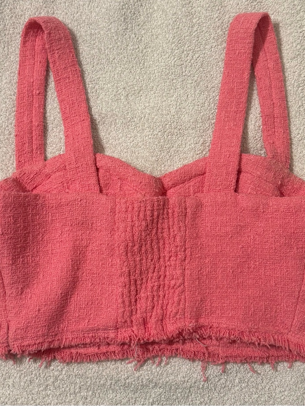 Pink Textured Tweed crop Top - Picture 3 of 3
